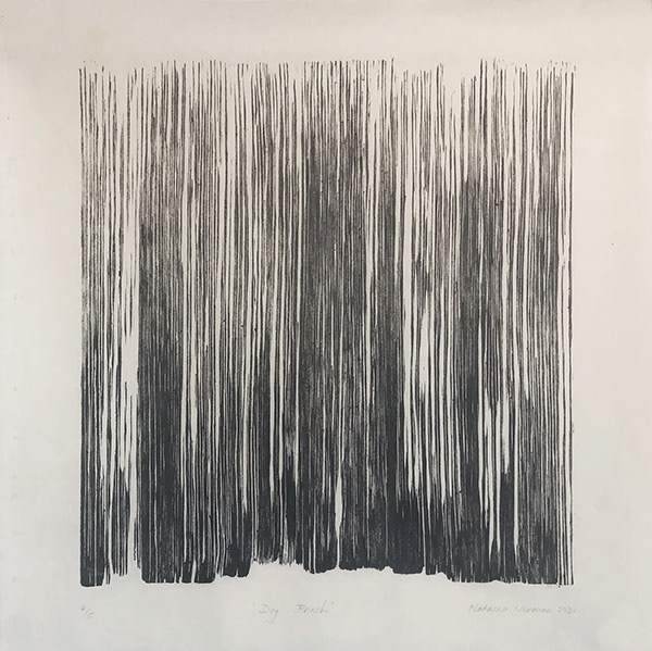 Natasha Norman, Dry Brush, 15.75 x 15.75", 2021, mokuhanga