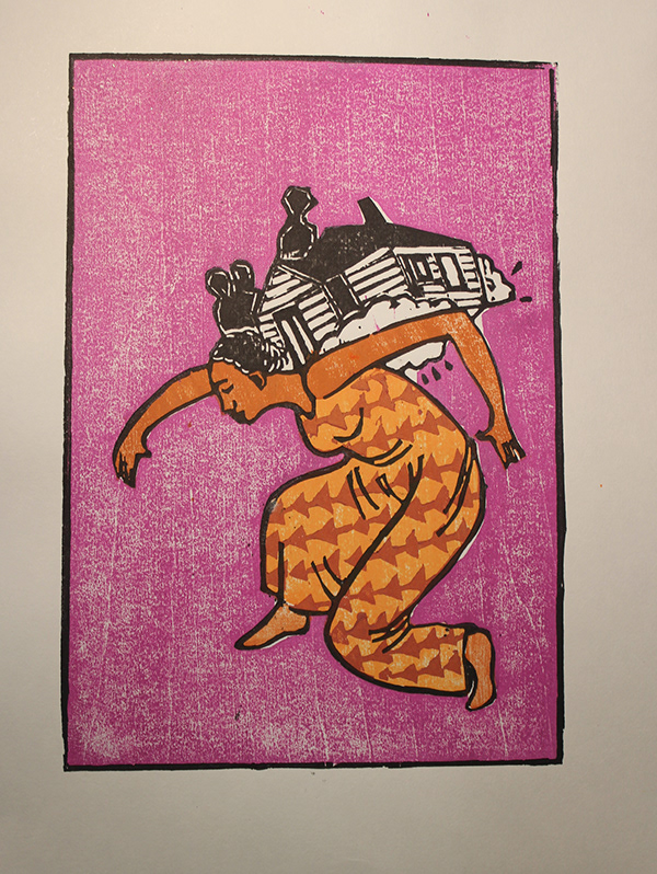 Jennifer Mack- Watkins   No Place Like Home 2021 9 x 12” mokuhanga