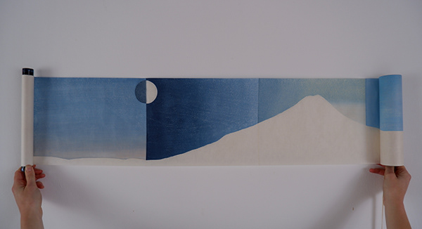 Lucy May Schofield  1999-2019 2020 112 x 10.2 mokuhanga scroll