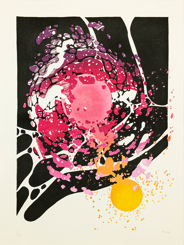 Matthew Willie Garcia  Closed, Open, Isolated or the Inevitable Heat 2021 12 x 16” mokuhanga