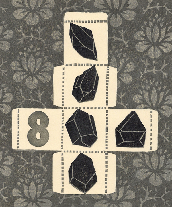 Katie Baldwin  Things we lost along the way  Gems  2009  6 x 8"  mokuhanga and letterpress, 