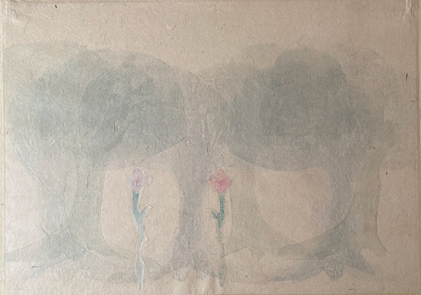 Ayao Shiokawa  Wildflower in the Woods 33.45 x 24.4 mokuhanga