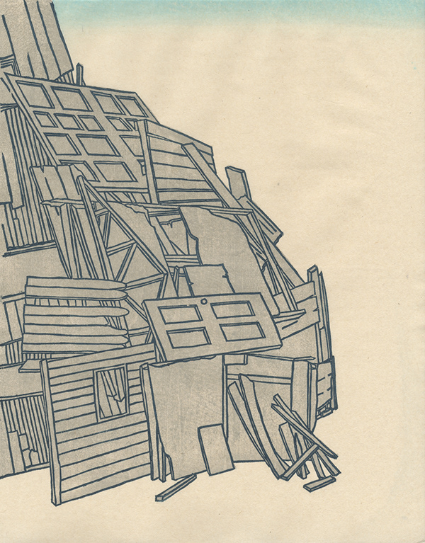 Yoonmi Nam, An Accumulation,  11" x 14", 2012, mokuhanga