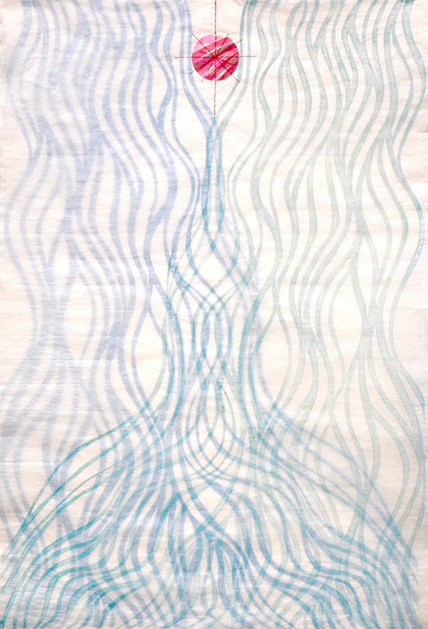 Mia O  Waterfall 2019 24.8 x 36.6" mokuhanga