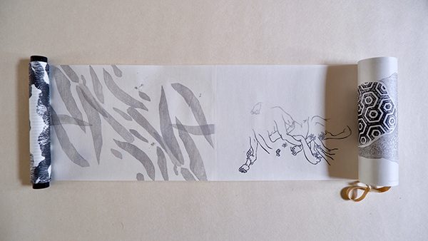 Mokuhanga Sisters Borderless Collaborative Project, mokuhanga scroll, set of 8 prints, edition of 20 