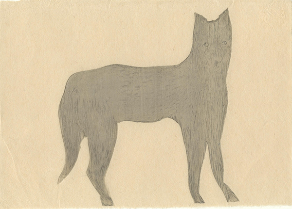 Ayao Shiokawa, My Dog, 7.5" x 10.4", 2007 mokuhanga