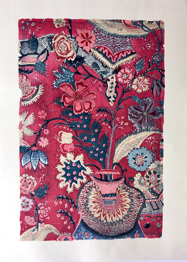Kyoko Hirai  Kawatari Kin Sarasa, Textile 2019" mokuhanga