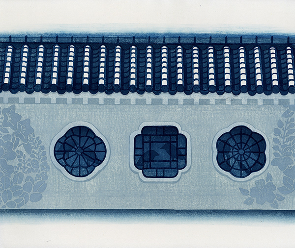 Katie Baldwin 2021 Meeting Place (garden) 19 x 22 inches Mokuhanga