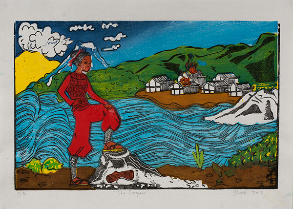 Jennifer Mack-Watkins, The Conqueror, 2015, 17 x 11",  Mokuhanga