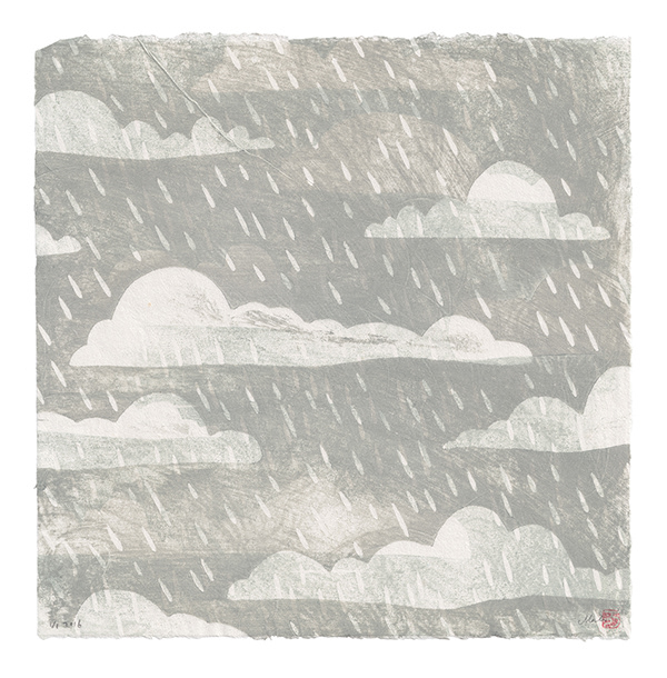 Mariko Jesse X  Rain Clouds 2017 11 x 11” Mokuhanga