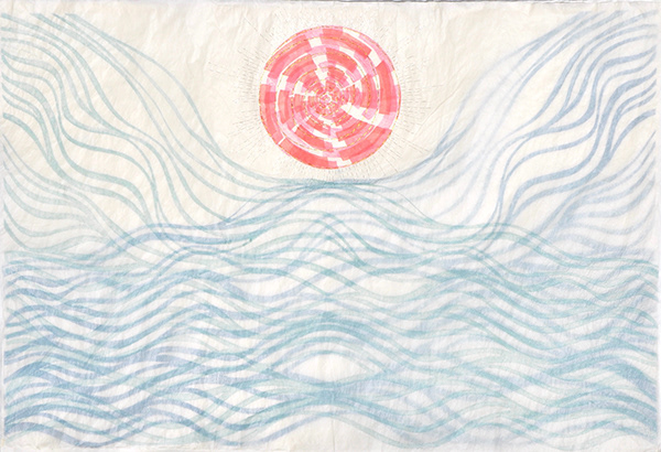 Mia O  Sunrise 2019 35.8 x 25.1" mokuhanga