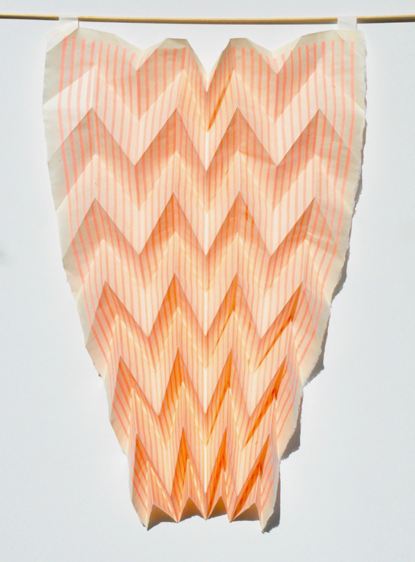 Mia O   Fold Mokuhanga (LuminousOran ge) 2021 15 x 24.8" mokuhanga