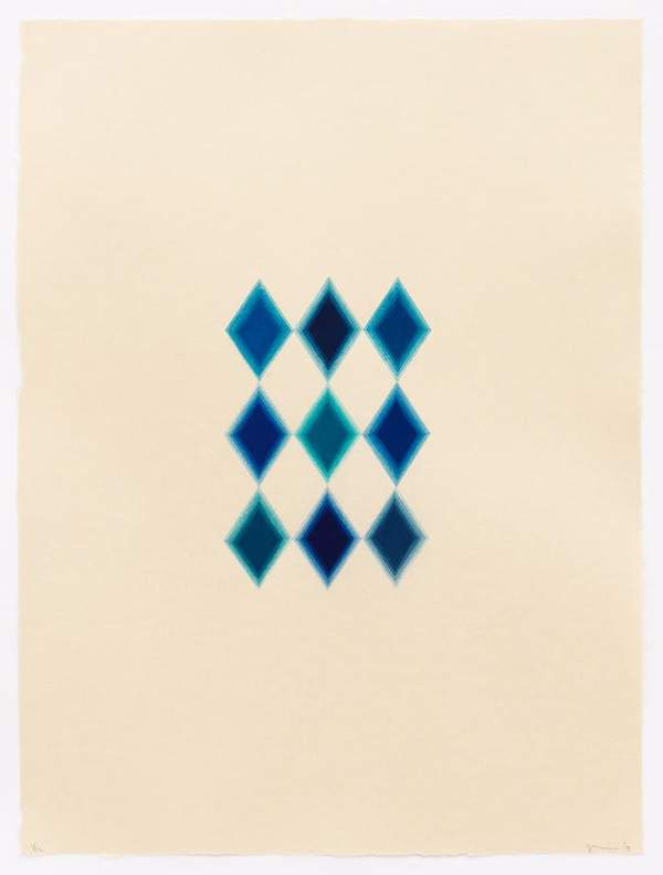 Yasu Shibata,Nine Blue Diamonds, 24 x 18",  2015