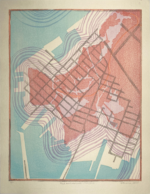 Florence Neal   Red Hook Islands 1770/2012 14 1/8 x 10 7/8" mokuhanga