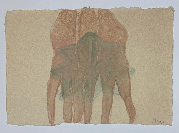 Ayao Shiokawa, Three Girls, 10.4" x 7.5", mokuhanga, 2007