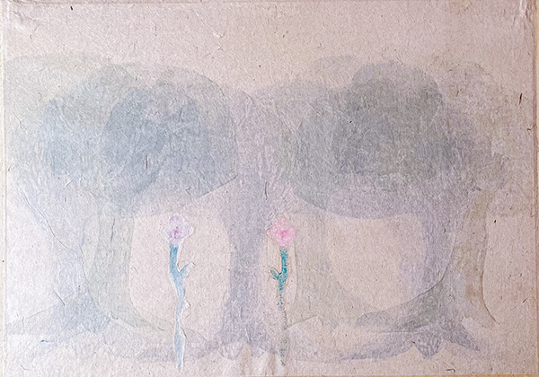 Ayao Shiokawa, Wildflowers in the Woods, 33.45" x 24.4", mokuhanga, 2021