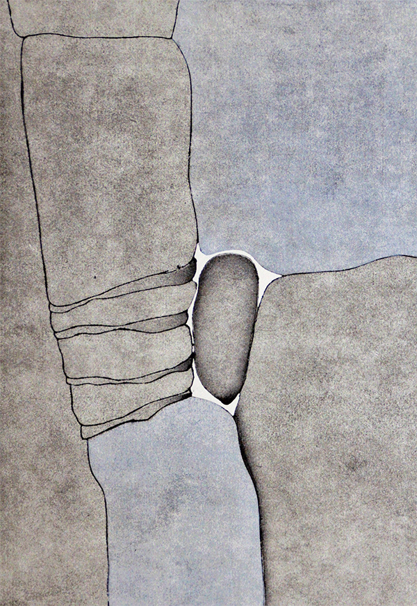 Hidehiko Gotou  Mark of Memory 2001 9.8” x 12.8” mokuhanga