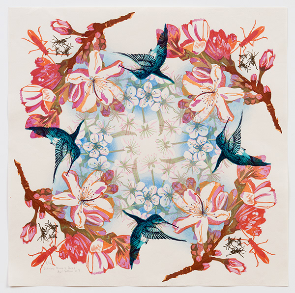 April Vollmer 2   Delirous Birds 2007 26 x 26” mokuhanga