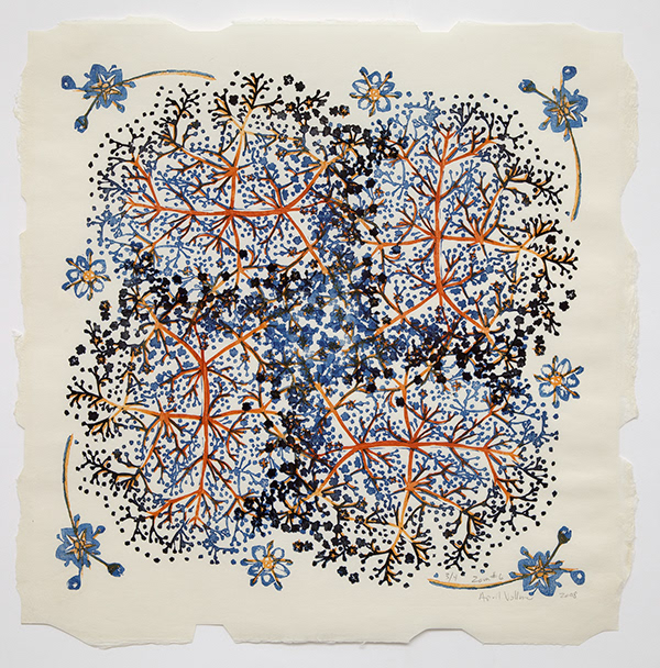 April Vollmer 4   Zova blue 2008 18” x 18” mokuhanga