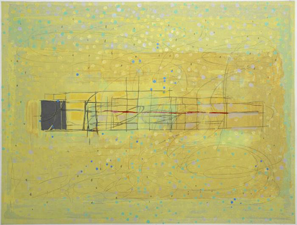 Keiko Hara, Verse-Wind, 15" x 20", mokuhanga and stencil print, collaboration, printed with Tadashi Toda, 1999