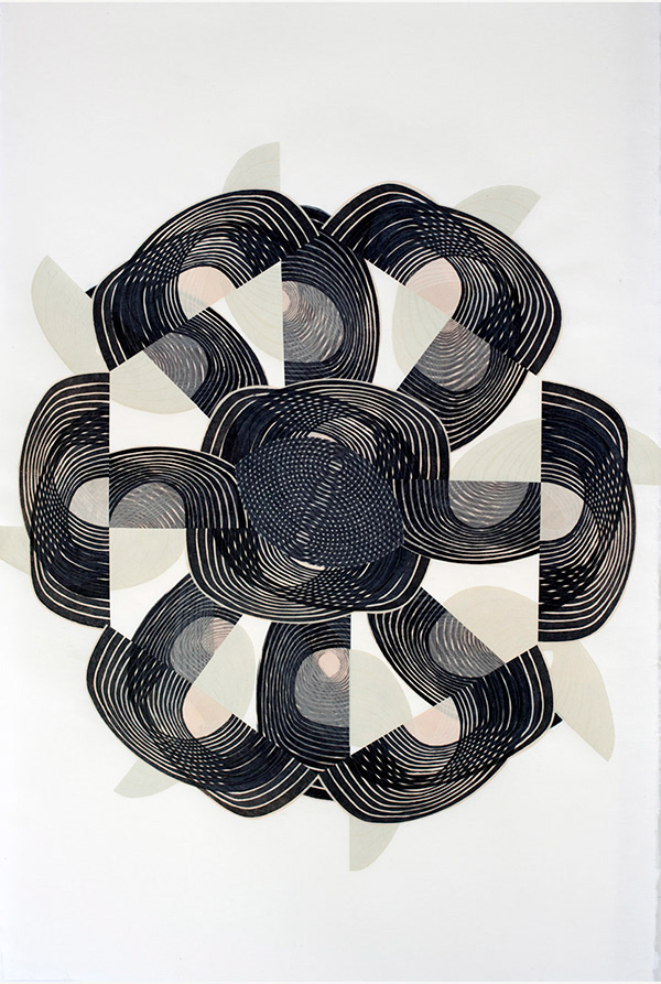 Patty Hudak  Force of Nature 2021 26 x 40” (framed) Mokuhanga collage