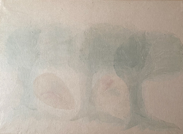 Ayao Shiokawa  Sleeping Muse in the Woods 33.45 x 24.4 mokuhanga