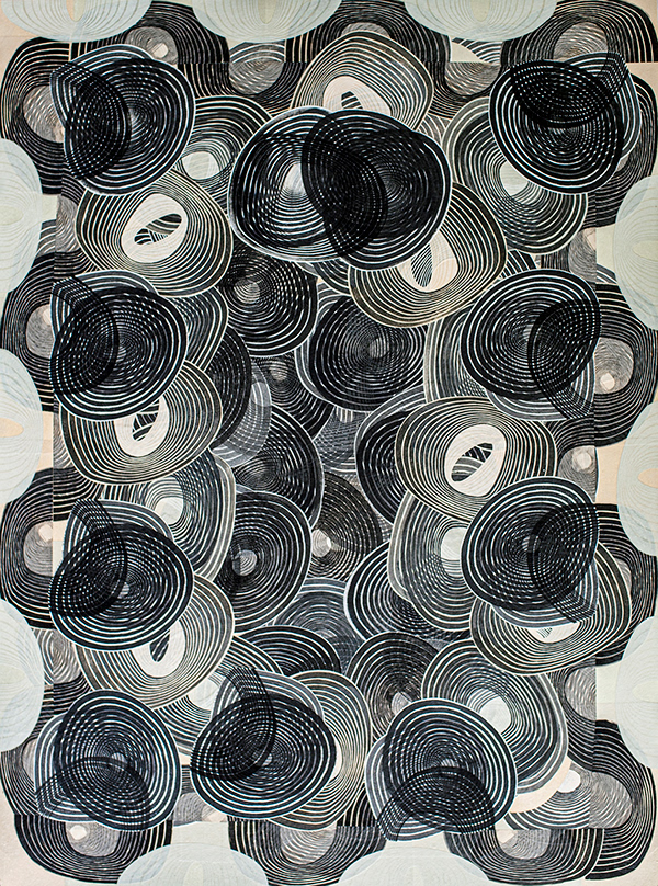 Patty Hudak Spirit of the Depths 2021 36” x 48” mokuhanga collage