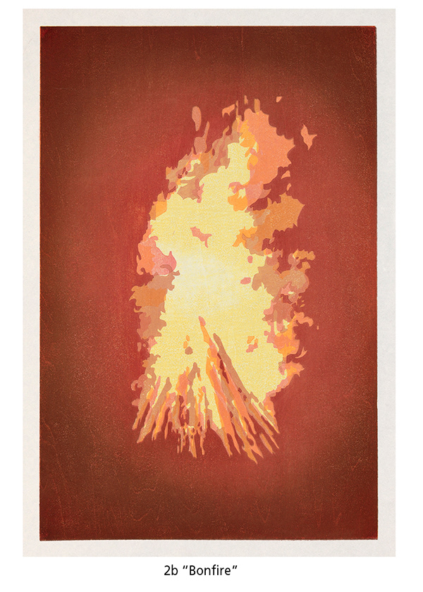 Annie Bissett   Bonfire 2017 18.5 x 24.5 mokuhanga