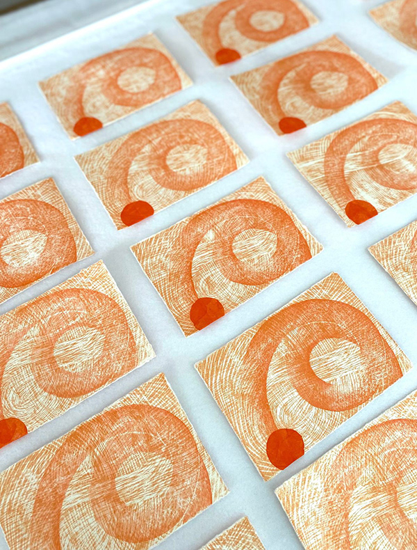 Patty Hudak printing in Underhill, VT, USA