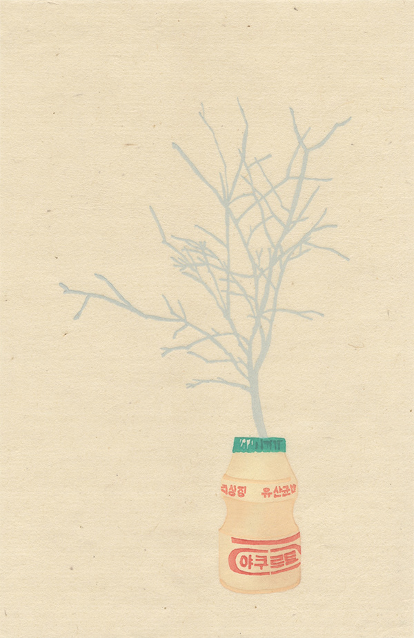 Yoonmi Nam  Yakult II 2018 6.5 x 10” mokuhanga